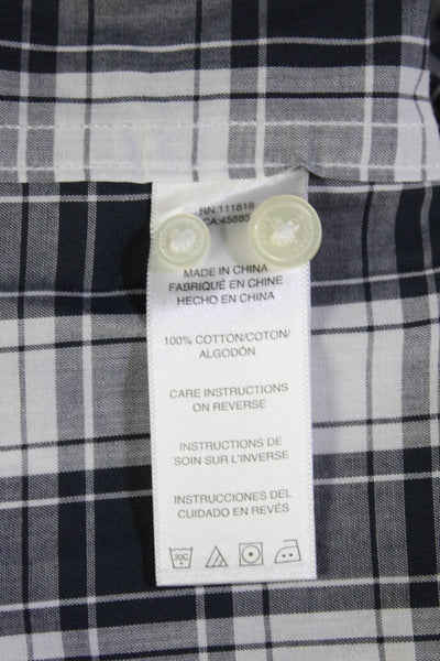 Michael Kors Mens Button-Down Collared Plaid Long Sleeve Cotton Shirt Size M