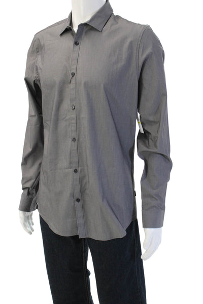 Calvin Klein Mens Point Collar Dark Gray Dress Shirt Size M