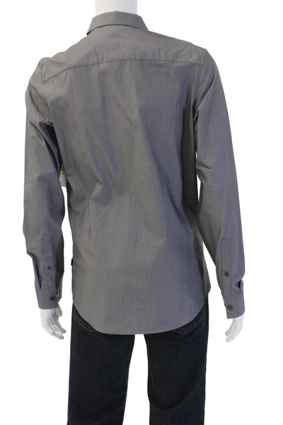 Calvin Klein Mens Point Collar Dark Gray Dress Shirt Size M