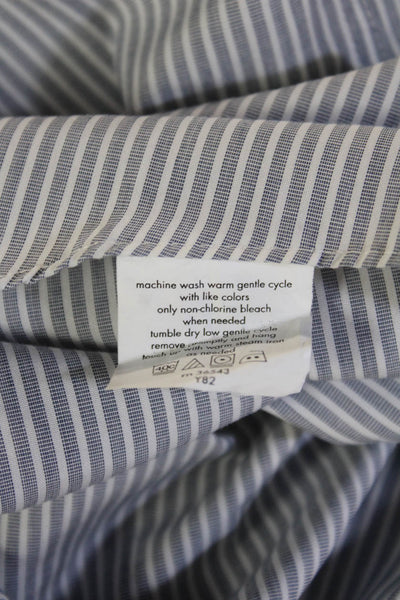 Calvin Klein Mens Dress Shirt Striped White Cotton Long Sleeve Collared Size L