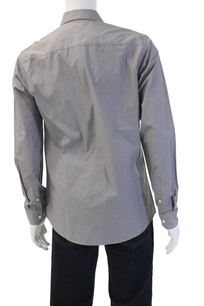 New Look Mens Point Collar Dress Shirt Gray Long Sleeve 65/35 Cotton Size M