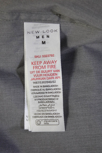 New Look Mens Point Collar Dress Shirt Gray Long Sleeve 65/35 Cotton Size M