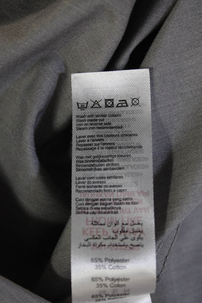 New Look Mens Point Collar Dress Shirt Gray Long Sleeve 65/35 Cotton Size M