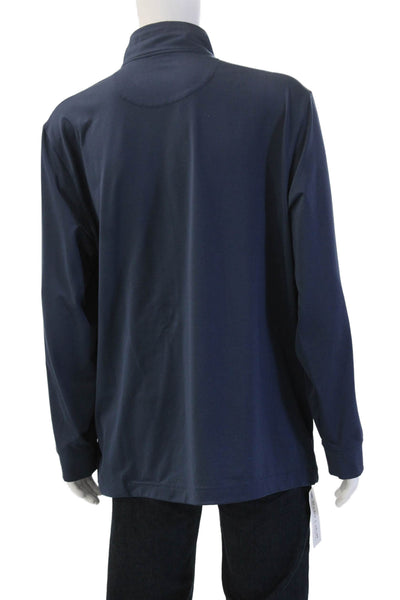 Vineyard Vines Mens Stand-Up Mock Neck Zip Sweatshirt Dark Blue Size L