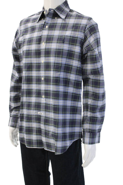 Ralph Lauren Blue Label Men Blue Plaid Button-Down Shirt Long Sleeve Size M