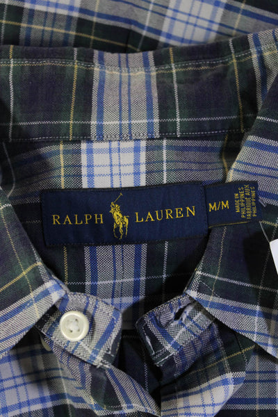 Ralph Lauren Blue Label Men Blue Plaid Button-Down Shirt Long Sleeve Size M