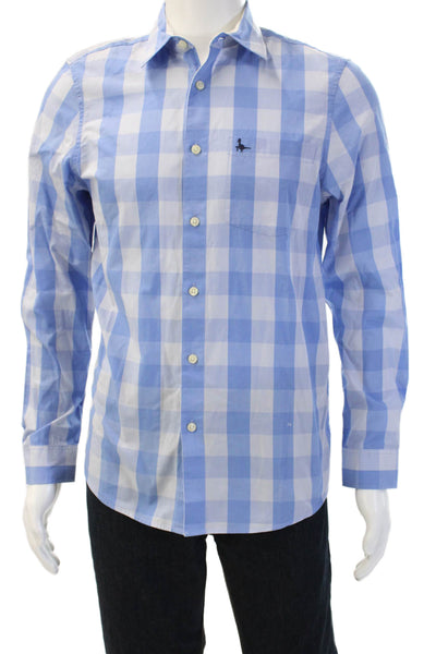 Jack Wills Mens Button-Down Shirt Light Blue Check Cotton Long Sleeve Size M