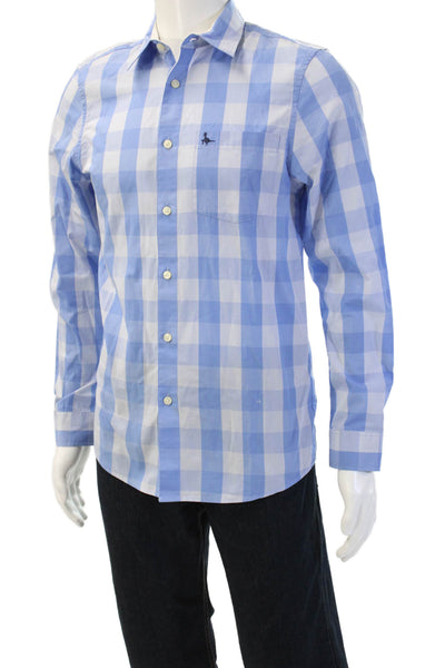 Jack Wills Mens Button-Down Shirt Light Blue Check Cotton Long Sleeve Size M