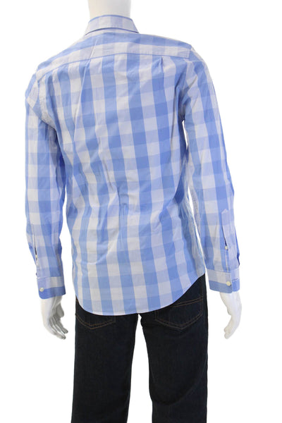 Jack Wills Mens Button-Down Shirt Light Blue Check Cotton Long Sleeve Size M