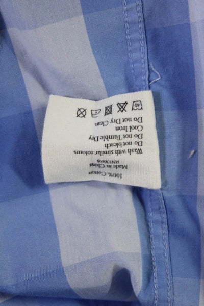 Jack Wills Mens Button-Down Shirt Light Blue Check Cotton Long Sleeve Size M