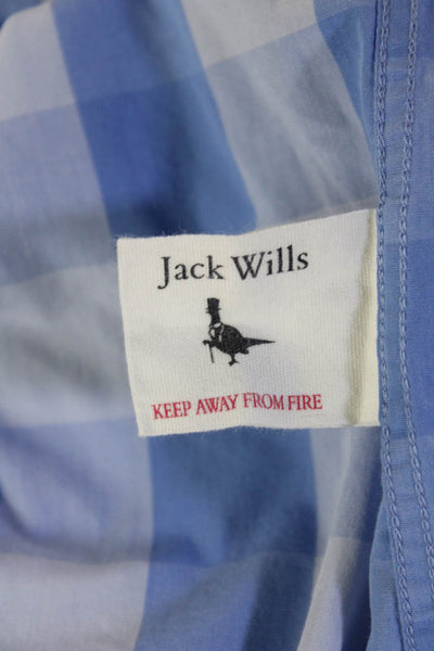 Jack Wills Mens Button-Down Shirt Light Blue Check Cotton Long Sleeve Size M