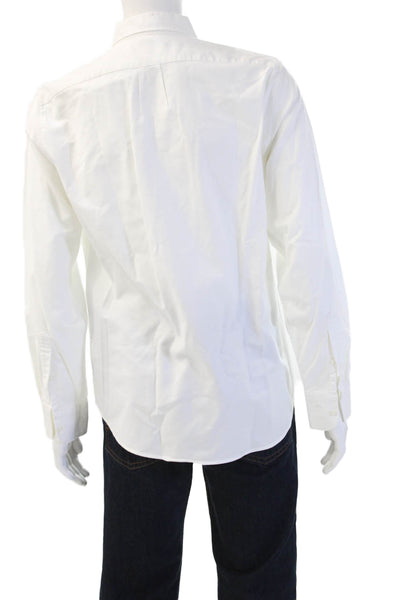 J Crew Mens Button-Down Collared Long Sleeve White Cotton Shirt Size M