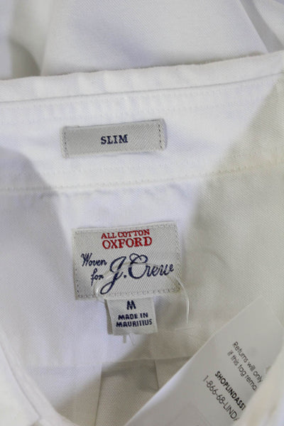 J Crew Mens Button-Down Collared Long Sleeve White Cotton Shirt Size M