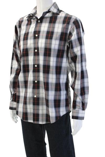 The Men's Store at Bloomingdale's Men Black Plaid Button-Up Long Sleeve Size M