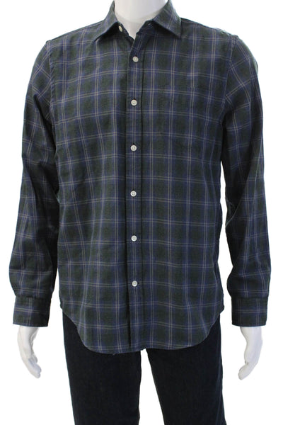 The Men's Store at Bloomingdale's Mens Button-Down Plaid Dark Blue Size M
