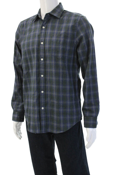 The Men's Store at Bloomingdale's Mens Button-Down Plaid Dark Blue Size M