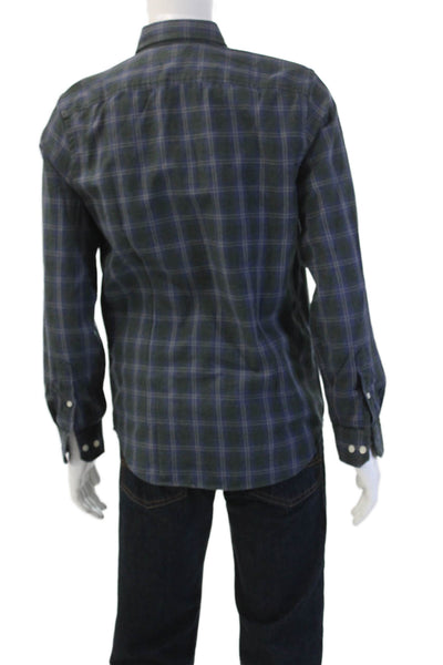 The Men's Store at Bloomingdale's Mens Button-Down Plaid Dark Blue Size M