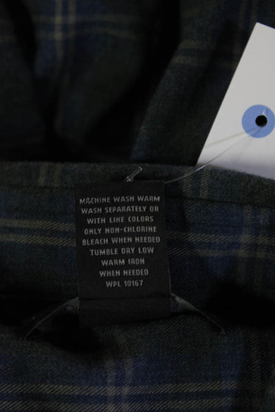 The Men's Store at Bloomingdale's Mens Button-Down Plaid Dark Blue Size M