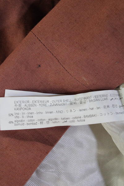 Zara Womens Brown Linen Cotton V Neck Button Sleeveless Boho Vest Size XS