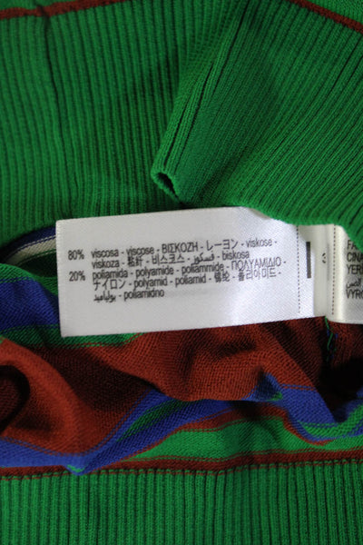 Zara Women Cardigan Green Collared Long Sleeve Striped Viscose Size S