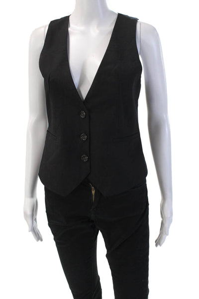Zara Women Black Sleeveless V-Neck Vest Size XS