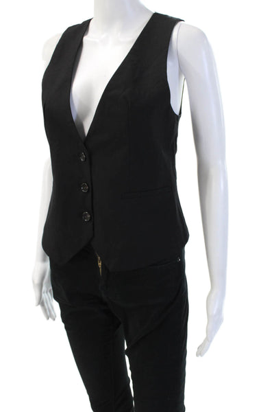 Zara Women Black Sleeveless V-Neck Vest Size XS