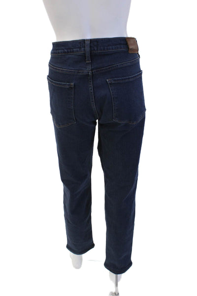 Paige Mens Straight Jeans Dark Blue Mid Rise Button Size 32