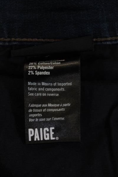 Paige Mens Straight Jeans Dark Blue Mid Rise Button Size 32