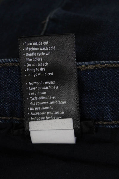 Paige Mens Straight Jeans Dark Blue Mid Rise Button Size 32
