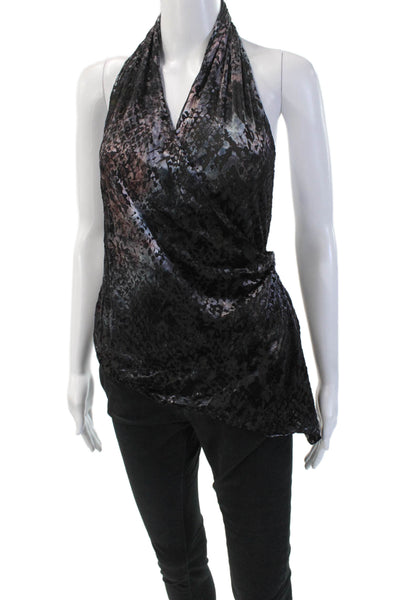 Zara Womens Black Leopard Sleeveless Tank Poly Spandex Blend Fall Size S
