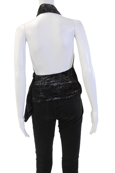 Zara Womens Black Leopard Sleeveless Tank Poly Spandex Blend Fall Size S