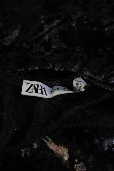 Zara Womens Black Leopard Sleeveless Tank Poly Spandex Blend Fall Size S
