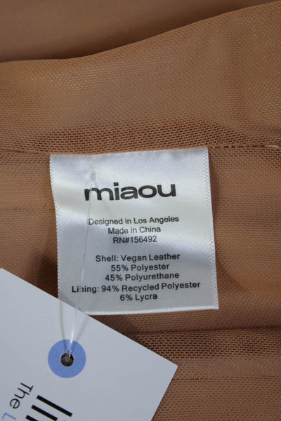 Miaou Womens Cropped Vegan Leather Snake Tie Sleeveless Top Beige Size XS