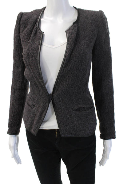 Isabel Marant Womens Dark Gray Linen Blazer V Neck Long Sleeve Size 0