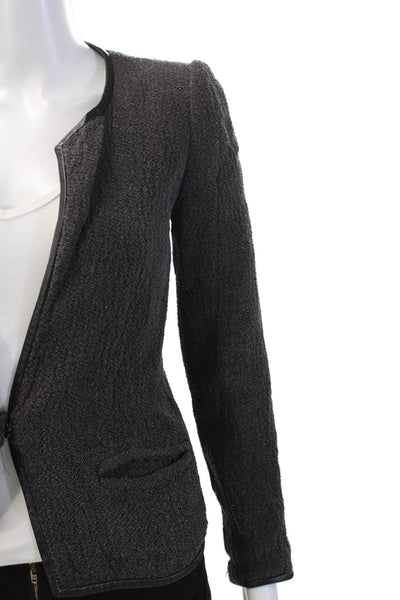 Isabel Marant Womens Dark Gray Linen Blazer V Neck Long Sleeve Size 0