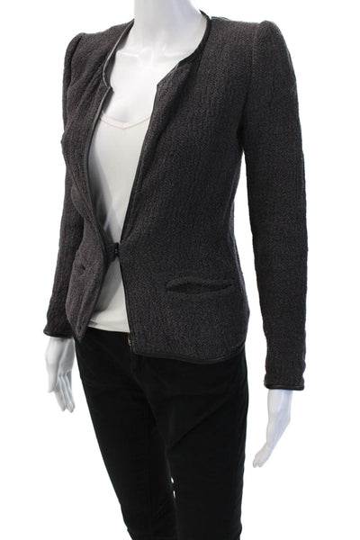 Isabel Marant Womens Dark Gray Linen Blazer V Neck Long Sleeve Size 0