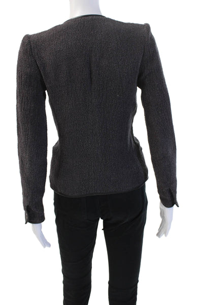 Isabel Marant Womens Dark Gray Linen Blazer V Neck Long Sleeve Size 0