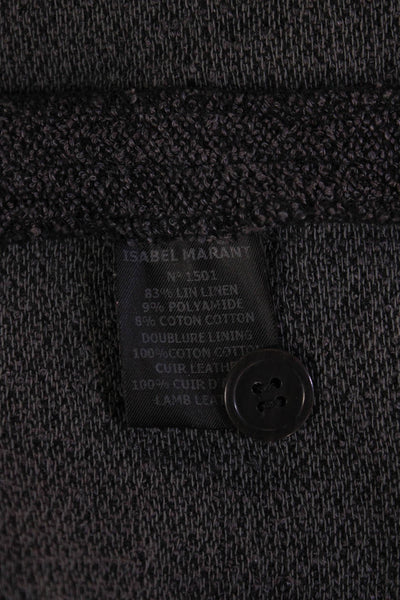 Isabel Marant Womens Dark Gray Linen Blazer V Neck Long Sleeve Size 0