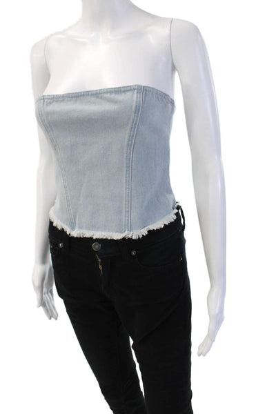 Superdown Womens Cropped Tank Top Light Blue Cotton Sleeveless 90s Size XS