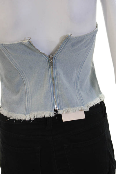 Superdown Womens Cropped Tank Top Light Blue Cotton Sleeveless 90s Size XS