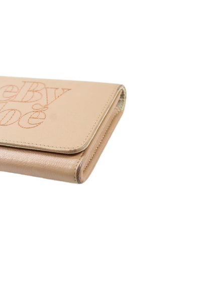See by Chloe Womens Leather Stitching Front Detail Wallet Beige