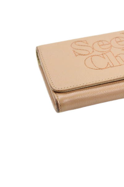 See by Chloe Womens Leather Stitching Front Detail Wallet Beige