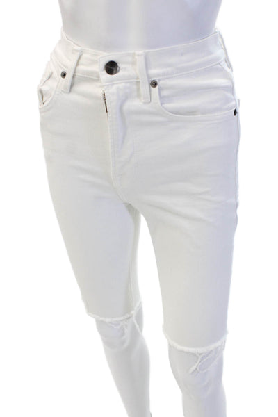 Frame Womens Skinny Cropped Jeans White Size 24