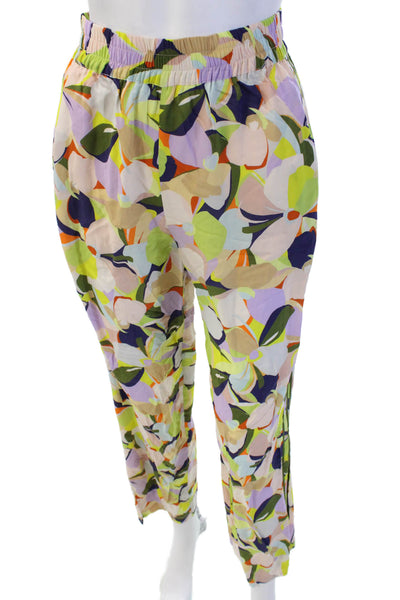 Caballero Collection Women Green Floral Viscose Pants Size XS