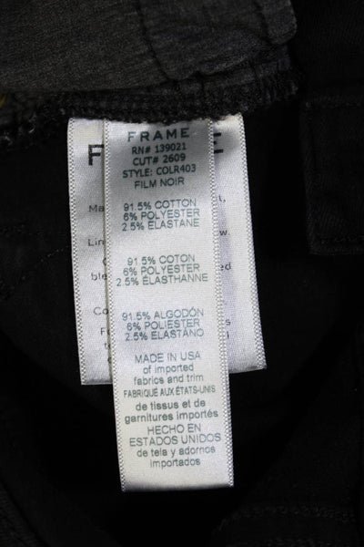 Frame Denim Womens Skinny Ankle Jeans Black Mid Rise Button Fly Size 24