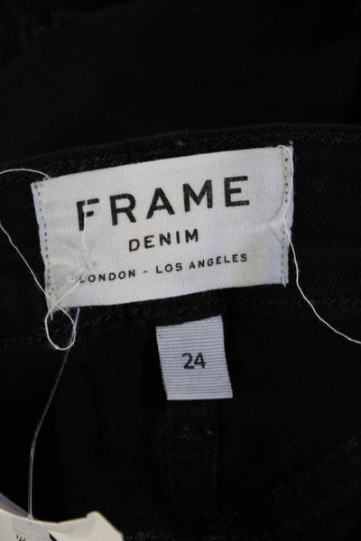 Frame Denim Womens Skinny Ankle Jeans Black Mid Rise Button Fly Size 24
