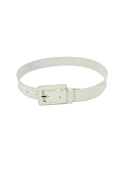 Christian Dior Womens Medium Width Patent Leather Buckle Belt White Size 36