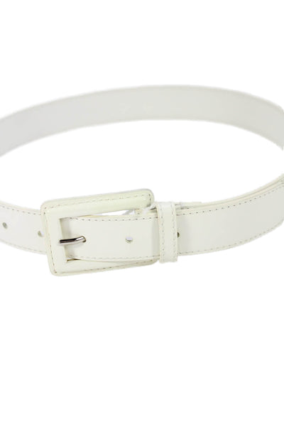 Christian Dior Womens Medium Width Patent Leather Buckle Belt White Size 36
