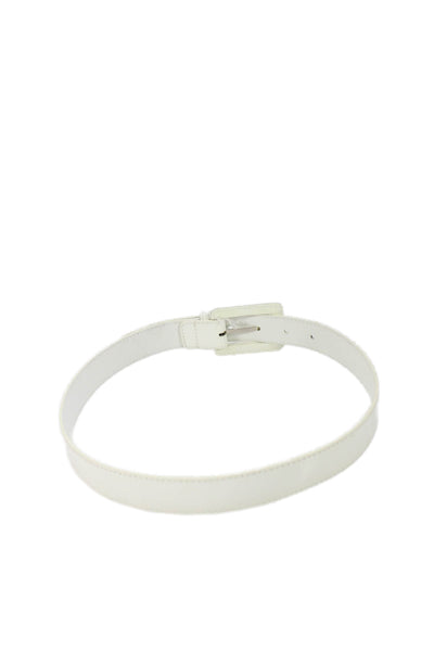 Christian Dior Womens Medium Width Patent Leather Buckle Belt White Size 36