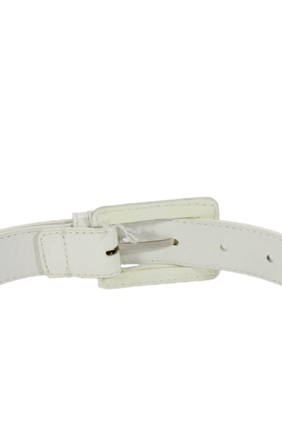 Christian Dior Womens Medium Width Patent Leather Buckle Belt White Size 36